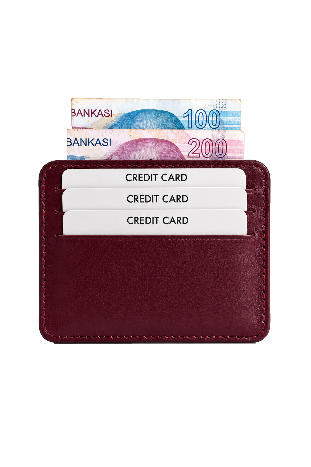 Unisex Bordo Hakiki Dana Derisi Kartlık İnce Minimalist Deri Cüzdan – BM_002607