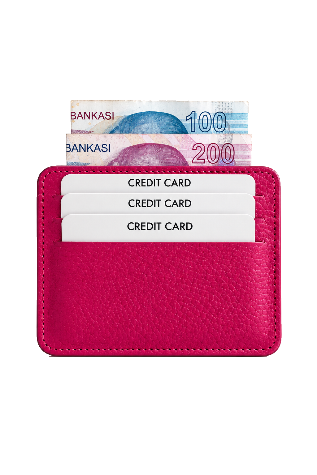 Unisex Fuşya Hakiki Dana Derisi Kartlık İnce Minimalist Deri Cüzdan – BM_002607