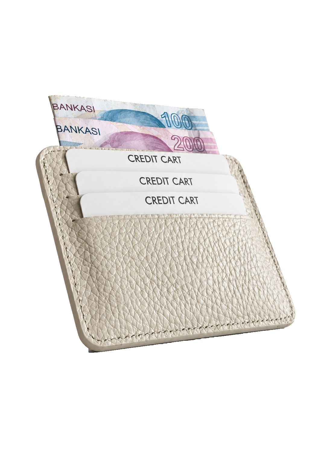 Unisex Bej Hakiki Dana Derisi Kartlık İnce Minimalist Deri Cüzdan – BM_002607