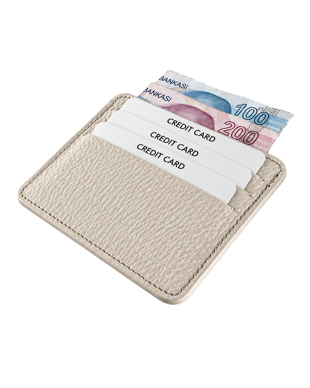 Unisex Bej Hakiki Dana Derisi Kartlık İnce Minimalist Deri Cüzdan – BM_002607