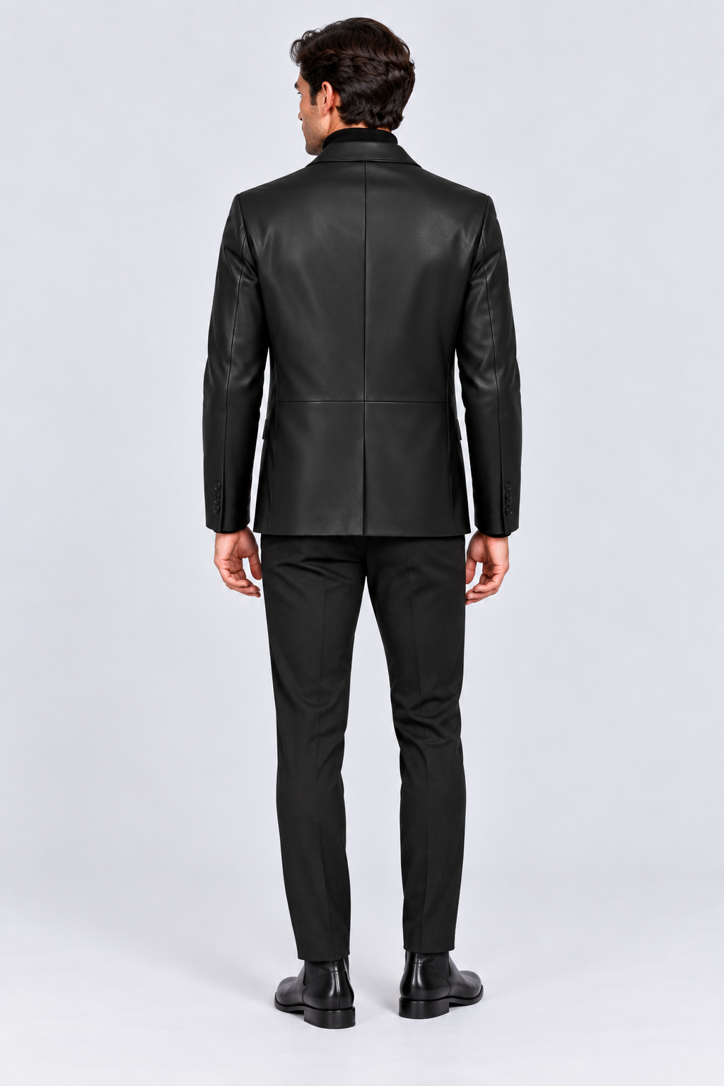 Erkek Blazer Deri Ceket Siyah