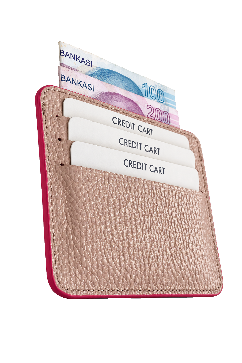 Unisex Pudra Hakiki Dana Derisi Kartlık İnce Minimalist Deri Cüzdan – BM_002607