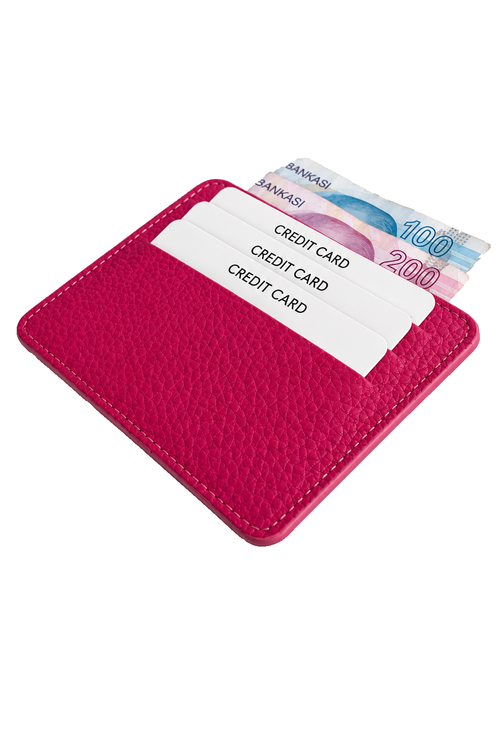 Unisex Fuşya Hakiki Dana Derisi Kartlık İnce Minimalist Deri Cüzdan – BM_002607