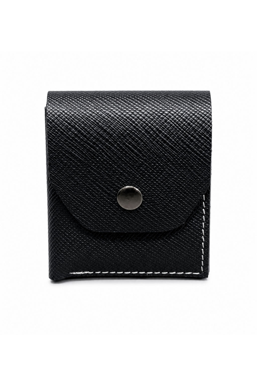 Siyah Hakiki Deri Unisex Mini Cüzdan Çıtçıtlı Kartlık