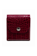 Bordo Hakiki Deri Unisex Mini Cüzdan Çıtçıtlı Kartlık