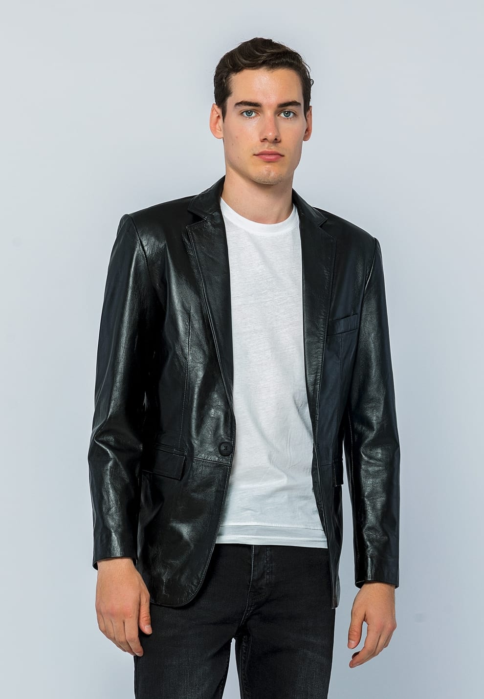 Erkek Blazer Deri Ceket  Siyah - Image 1