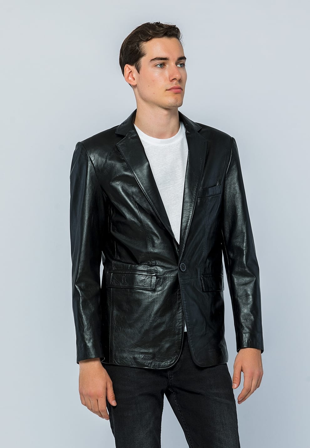 Erkek Blazer Deri Ceket  Siyah - Image 2