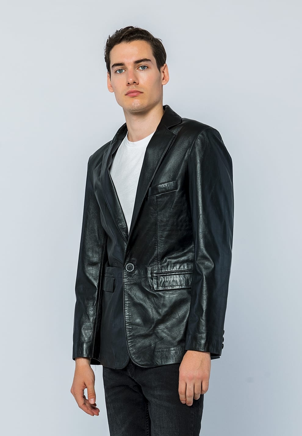 Erkek Blazer Deri Ceket  Siyah - Image 3