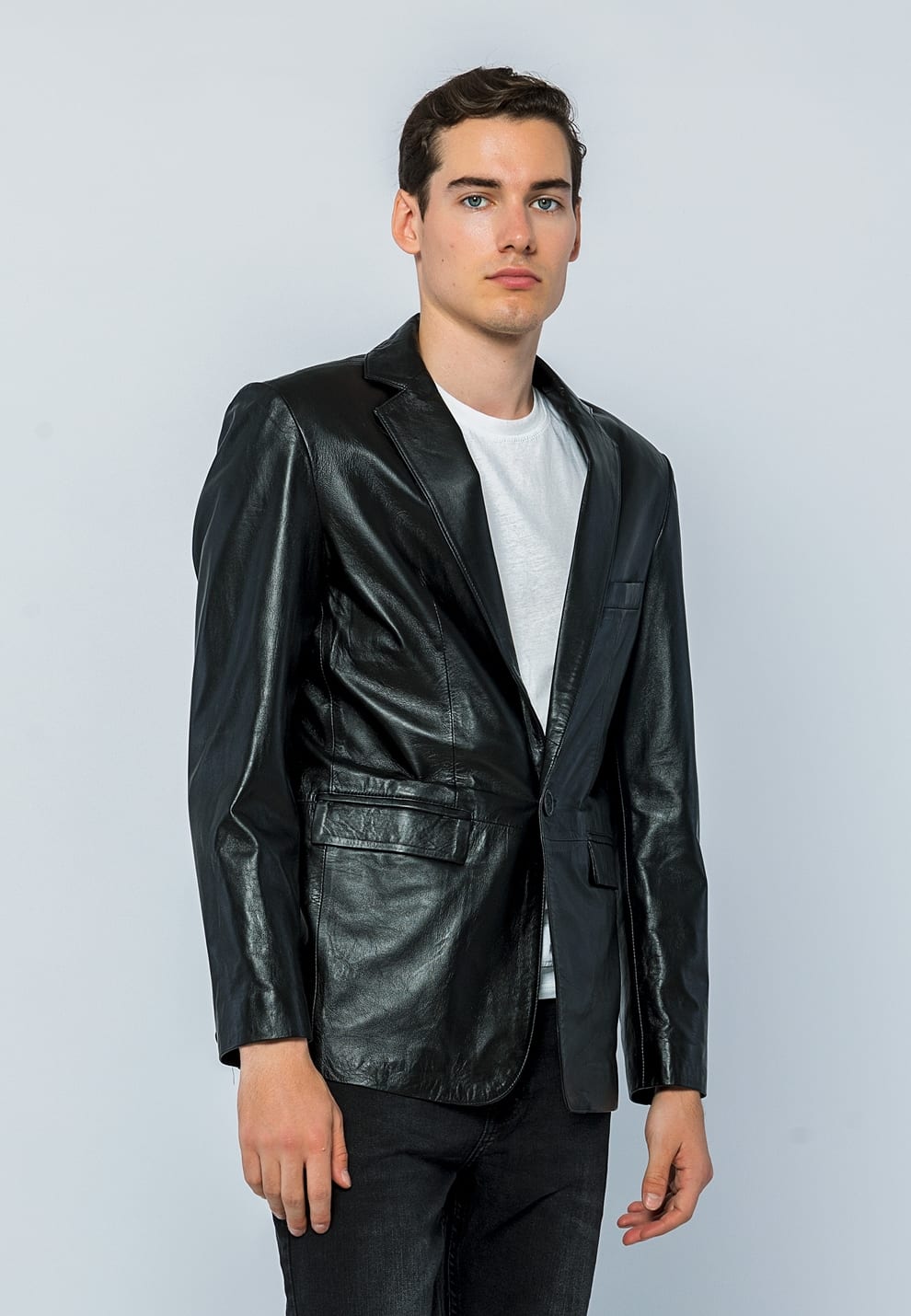 Erkek Blazer Deri Ceket  Siyah - Image 4