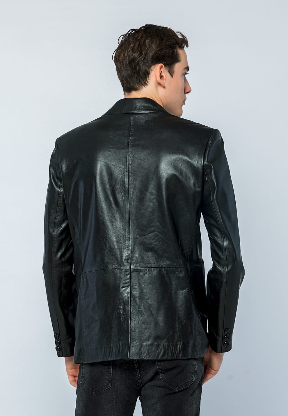Erkek Blazer Deri Ceket  Siyah - Image 5