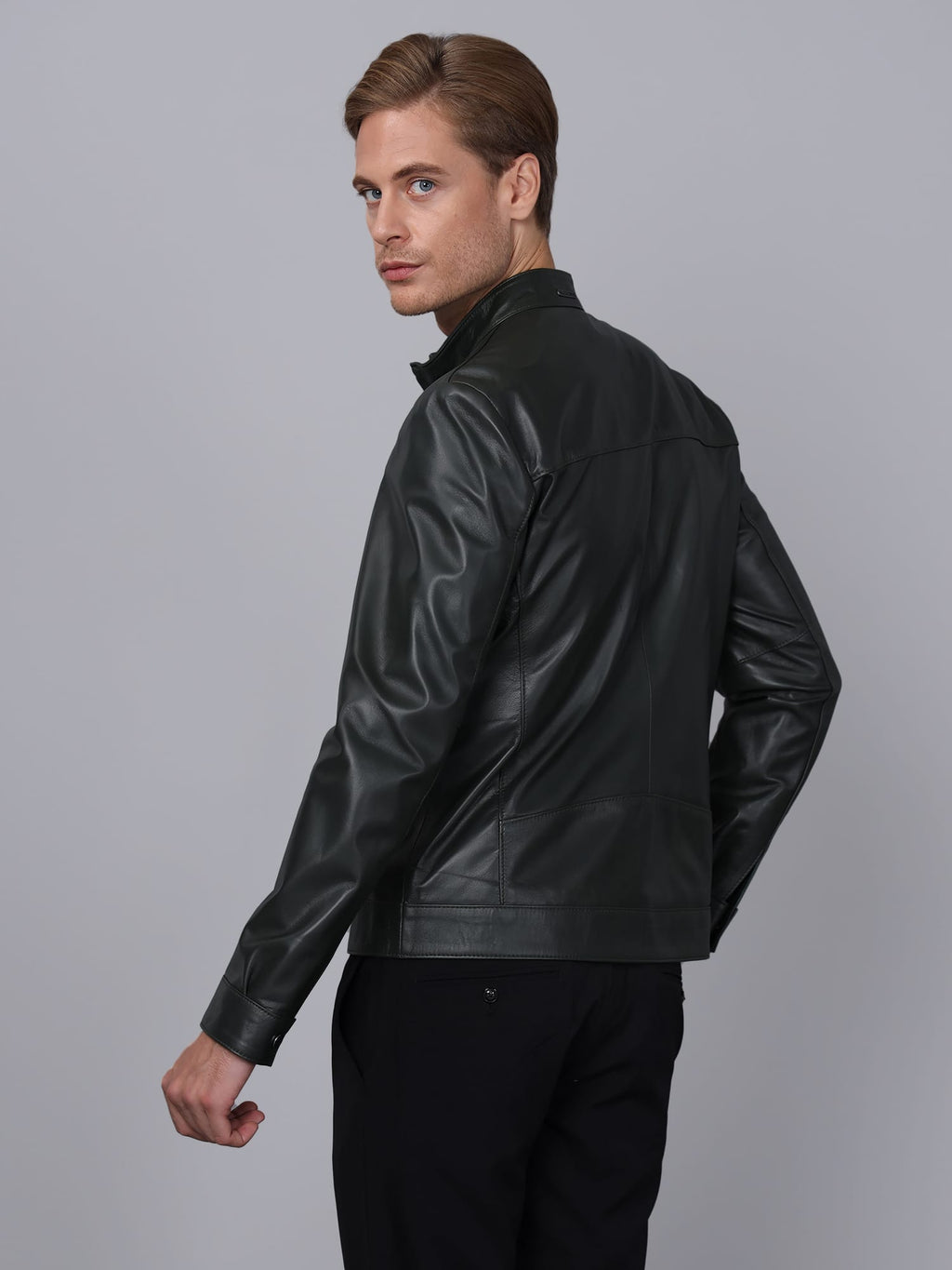 Erkek Deri Ceket Yesil - Image 5