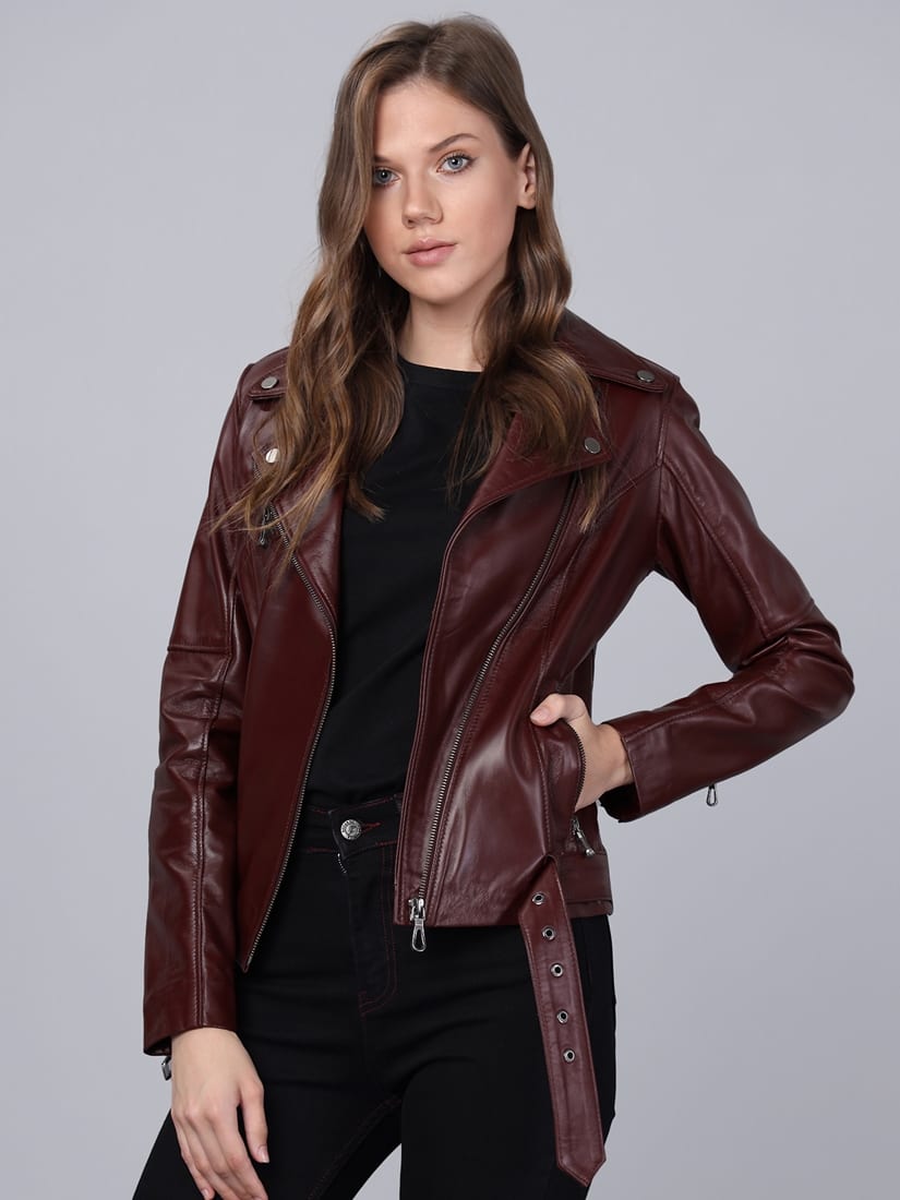 Kadin Biker Deri Ceket Murdum - Image 3