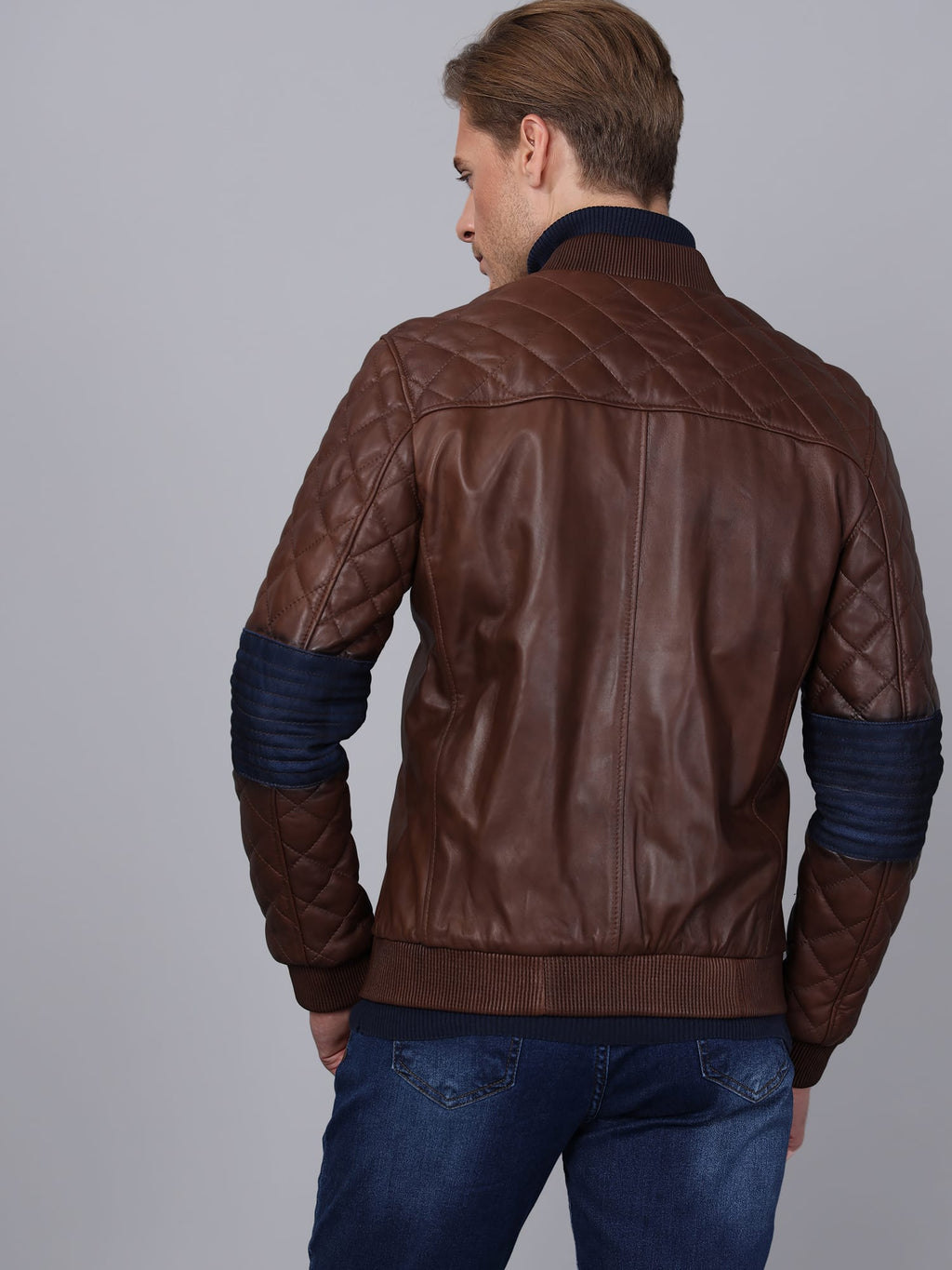 Erkek Bomber Deri Ceket Kestane - Image 3