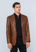 Erkek Blazer Deri Ceket  Kestane - Image 1
