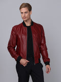 Erkek Kolej Model Deri Ceket  Bordo - Image 1