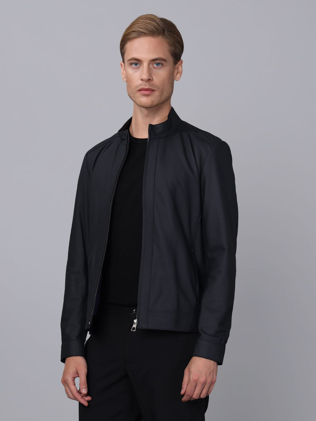 Erkek Deri Ceket Lacivert - Image 1