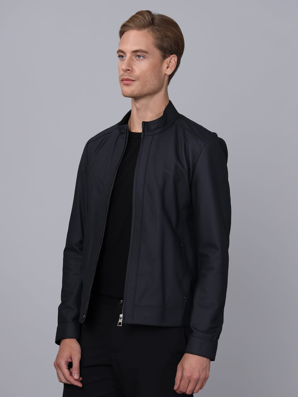 Erkek Deri Ceket Lacivert - Image 2