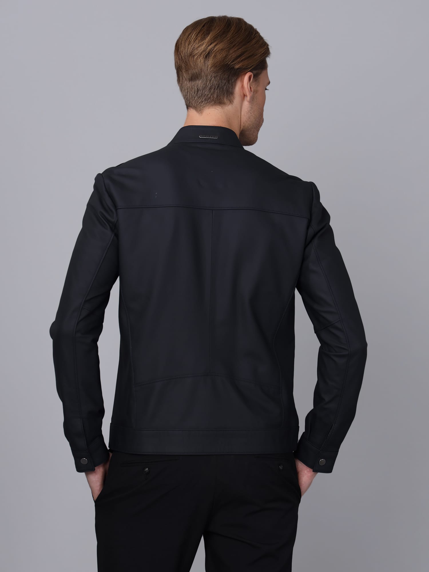 Erkek Deri Ceket Lacivert - Image 4