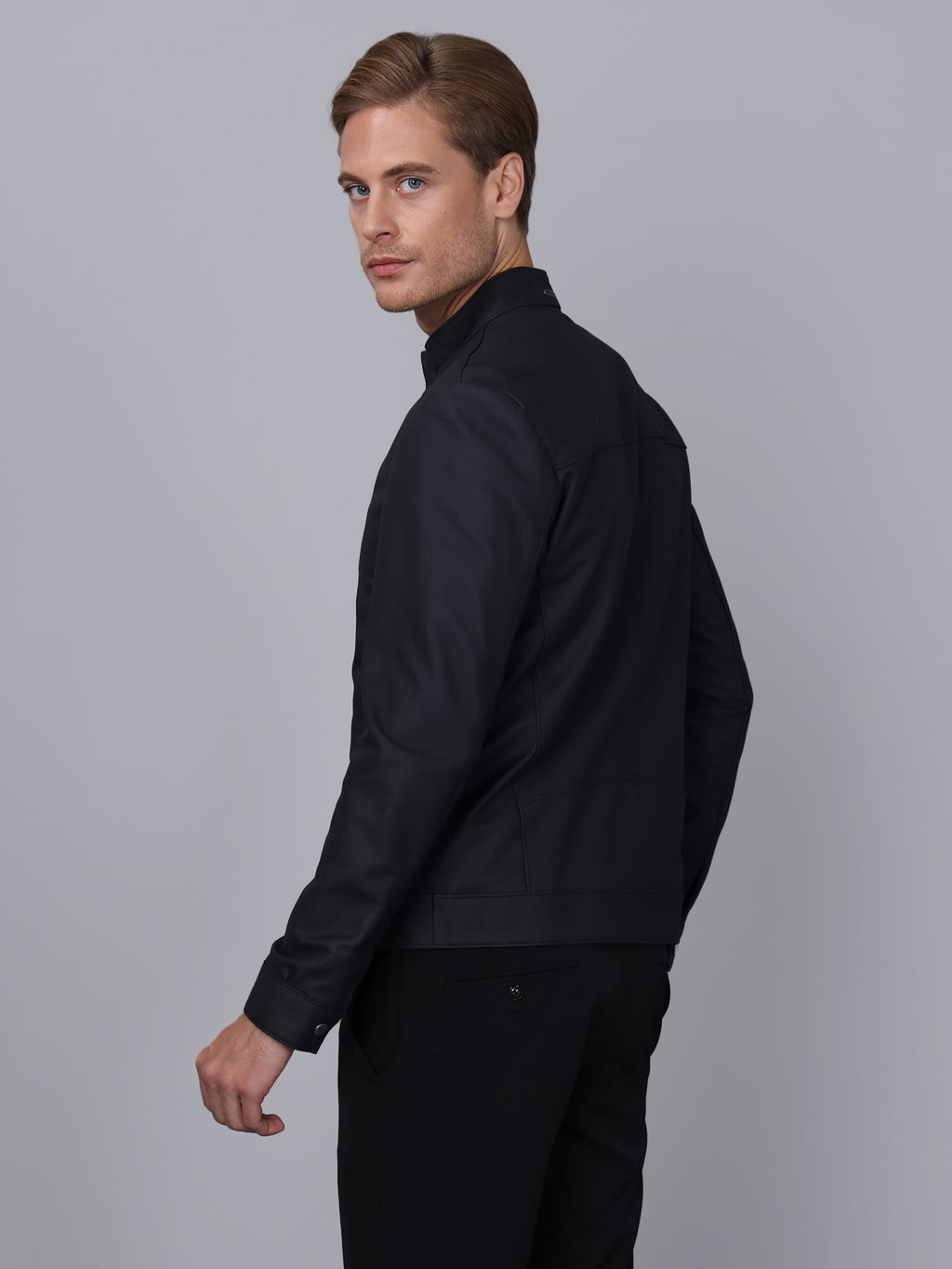 Erkek Deri Ceket Lacivert - Image 5