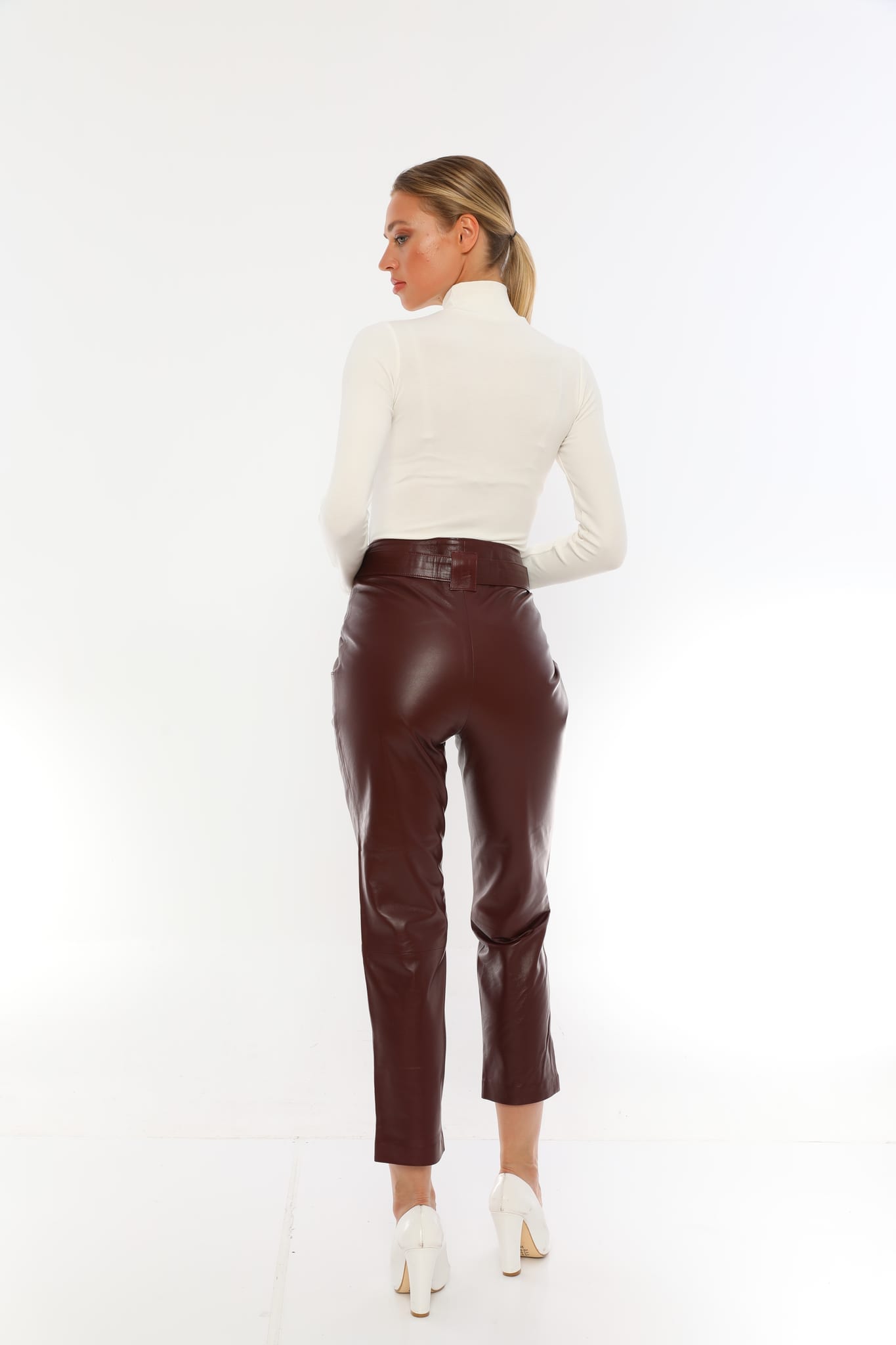 Kadin Kemerli Deri Pantolon Murdum - Image 6