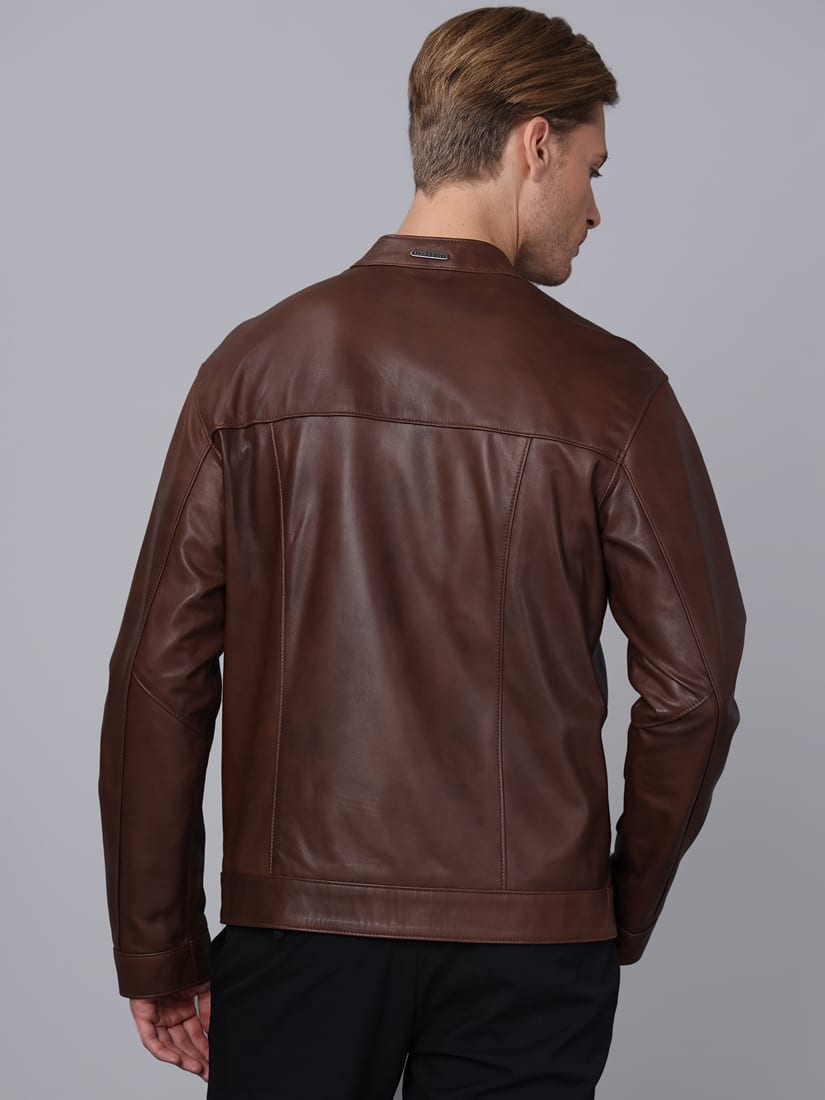 Erkek Deri Ceket  Kestane - Image 4