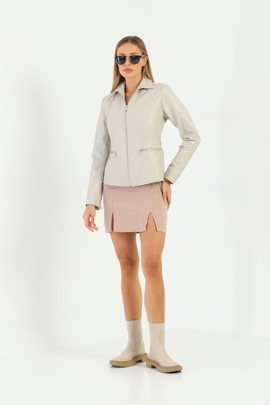 Kadin Deri Ceket  Bej - Image 1