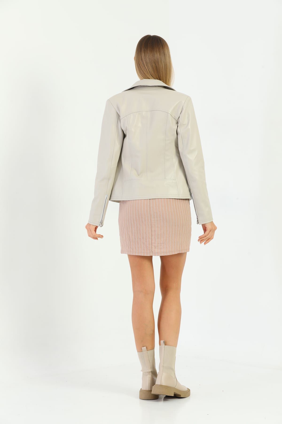 Kadin Deri Ceket  Bej - Image 5