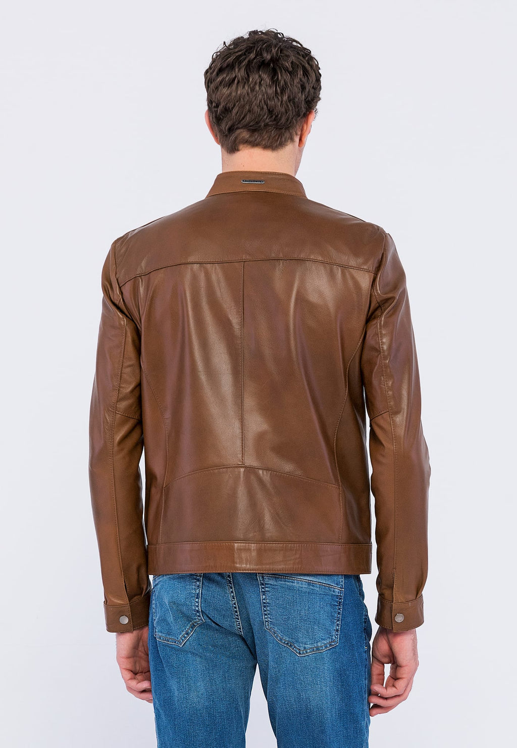 Erkek Deri Ceket Kestane - Image 5