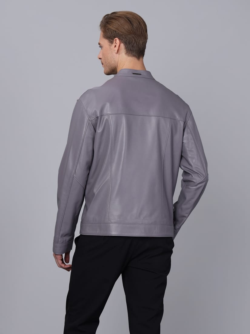 Erkek Deri Ceket  Gri - Image 4