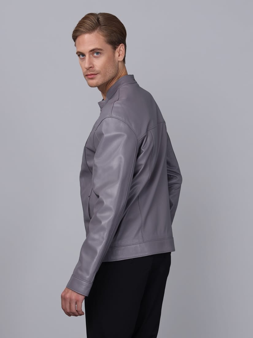 Erkek Deri Ceket  Gri - Image 5
