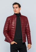 Erkek Sisme Deri Ceket Acik Bordo - Image 1