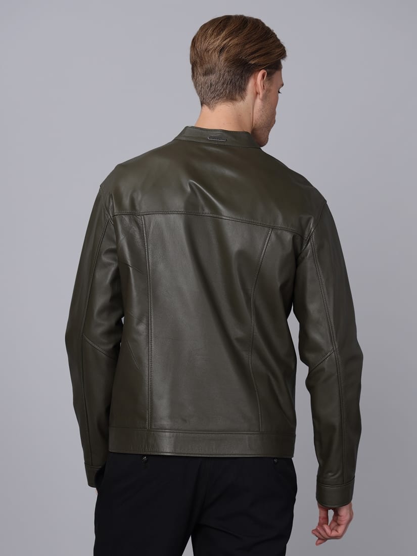 Erkek Deri Ceket  Kaki - Image 5