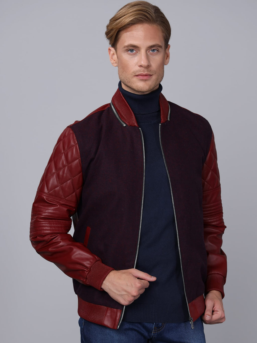 Erkek Kolej Deri Ceket  Bordo - Image 2