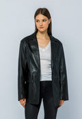Kadin Oversize Blazer Deri Ceket Siyah - Image 1