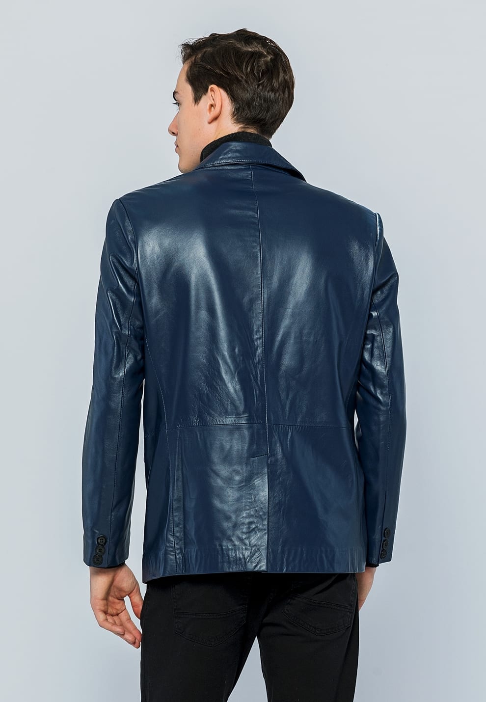 Erkek Blazer Deri Ceket  Koyu Mavi - Image 5