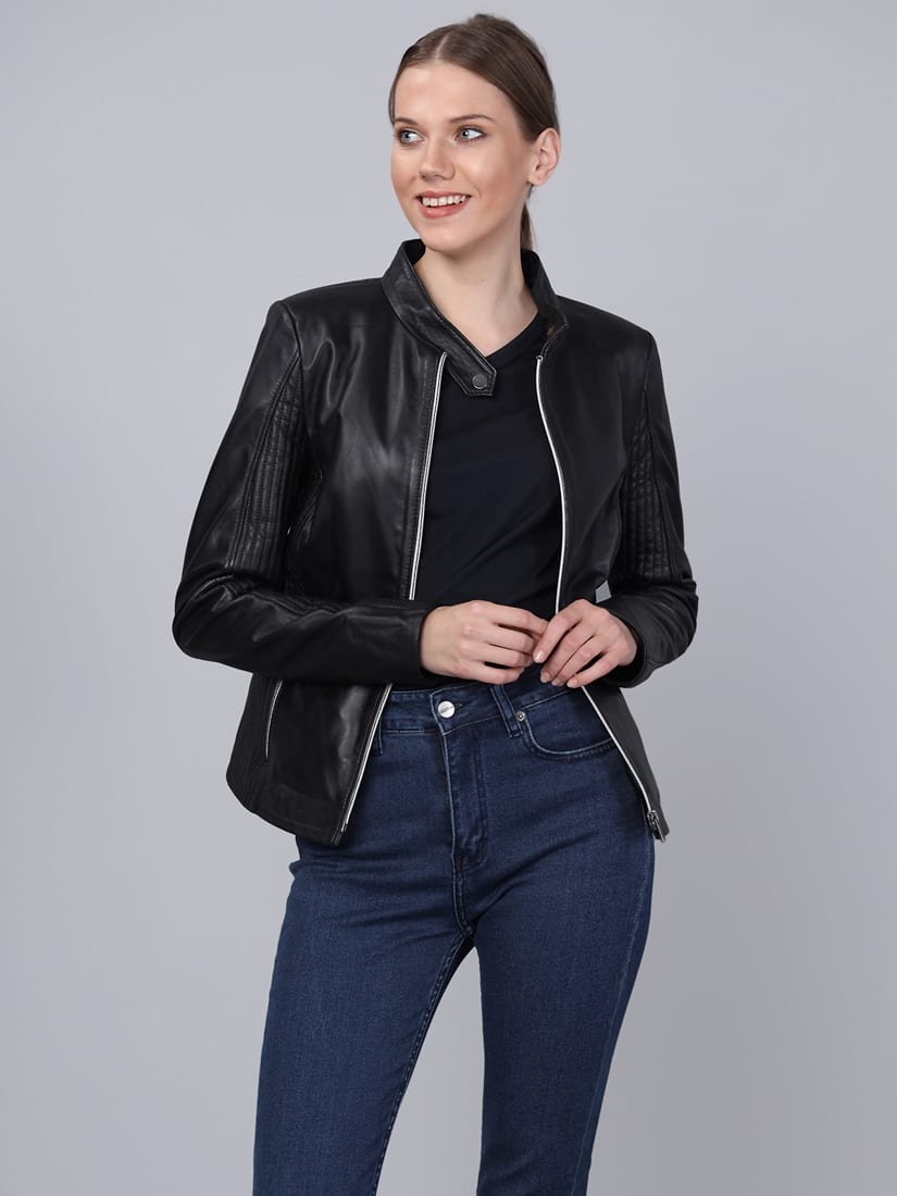 Kadin Deri Ceket  Siyah - Image 3