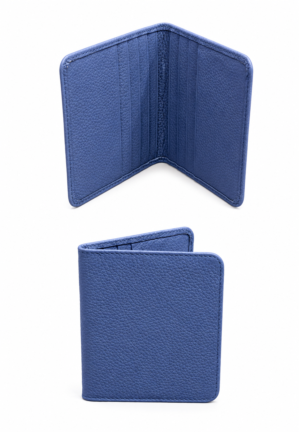 Unisex Mavi Hakiki Deri Kartlık Mini Cüzdan