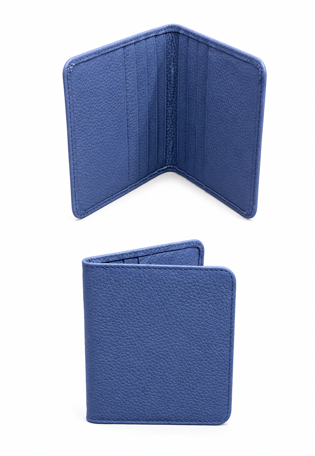 Unisex Mavi Hakiki Deri Kartlık Mini Cüzdan