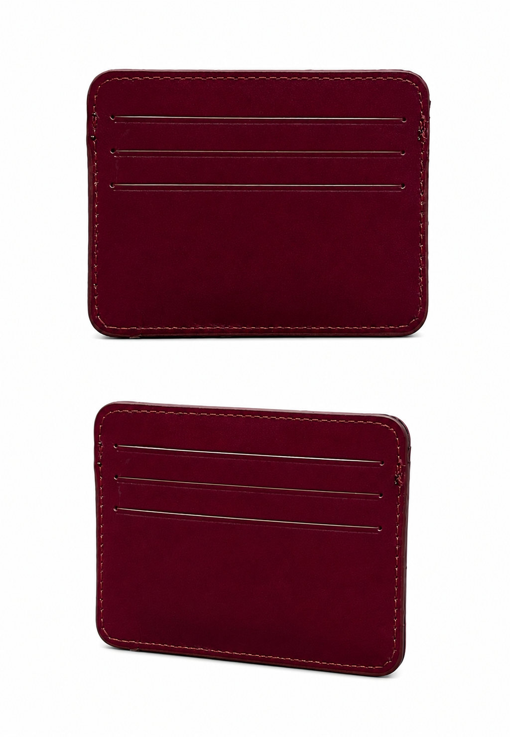 Unisex Bordo Hakiki Dana Derisi Kartlık İnce Minimalist Deri Cüzdan