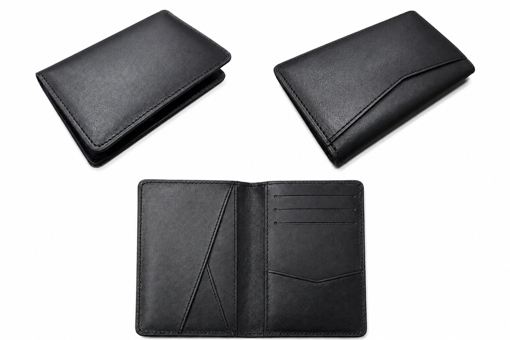 Unisex Siyah Hakiki Deri Cüzdan Minimalist Kartlık