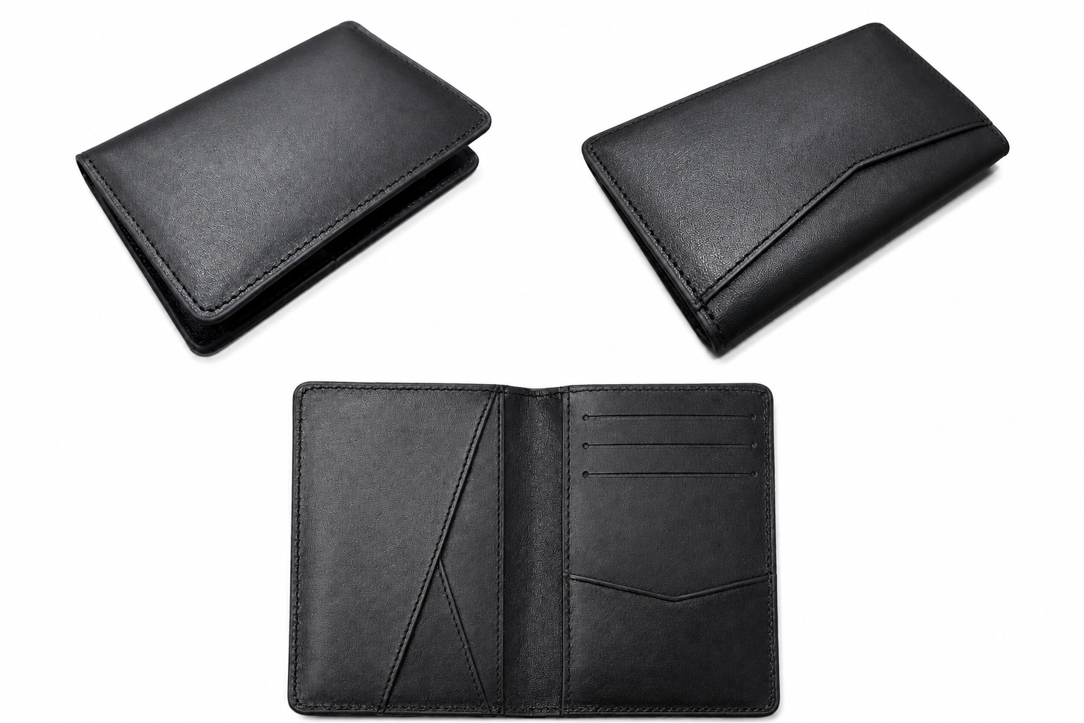 Unisex Siyah Hakiki Deri Cüzdan Minimalist Kartlık