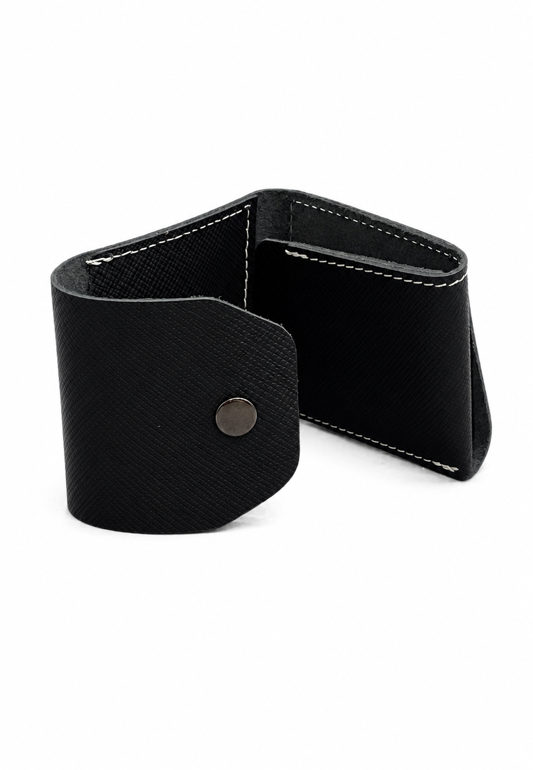 Siyah Hakiki Deri Unisex Mini Cüzdan Çıtçıtlı Kartlık