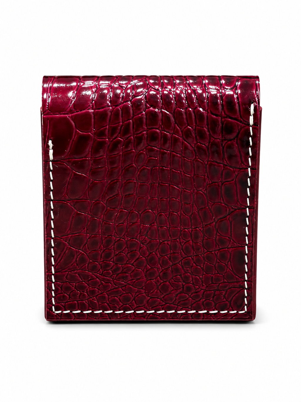Bordo Hakiki Deri Unisex Mini Cüzdan Çıtçıtlı Kartlık