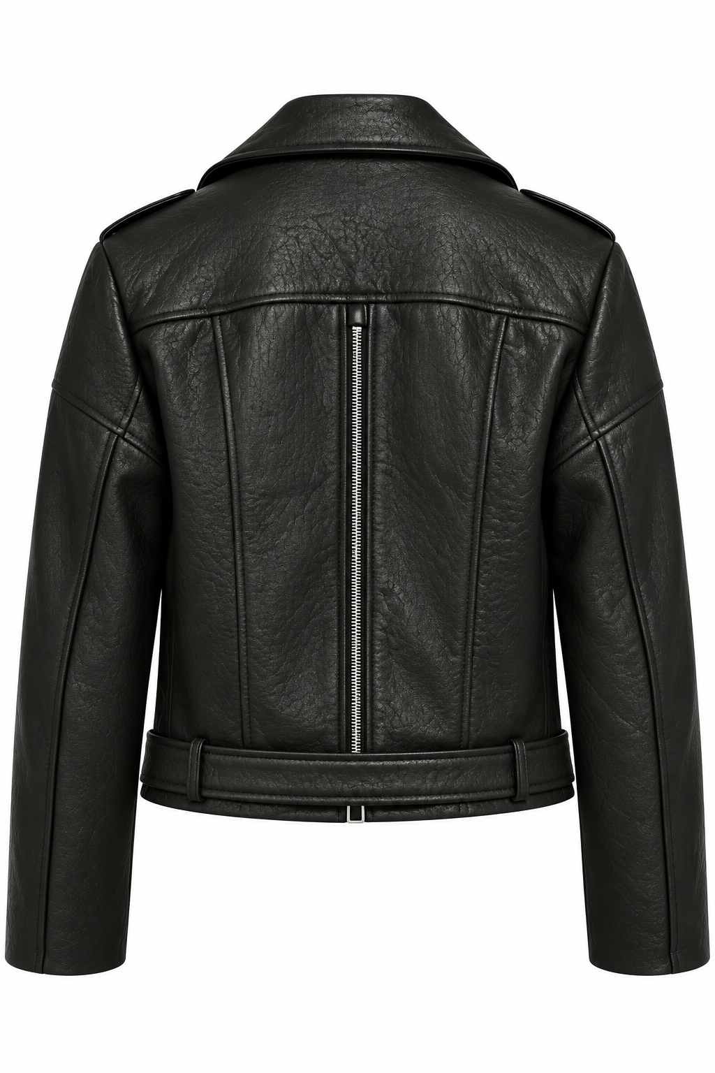 Basics & More Kadın Siyah Biker Ceket Kemer ve Fermuar Detaylı