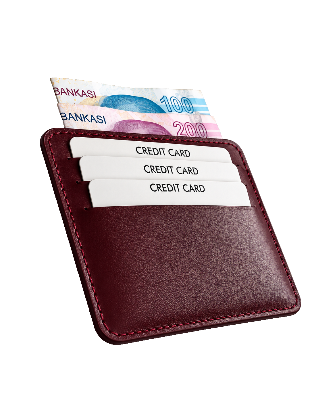 Unisex Bordo Hakiki Dana Derisi Kartlık İnce Minimalist Deri Cüzdan – BM_002607