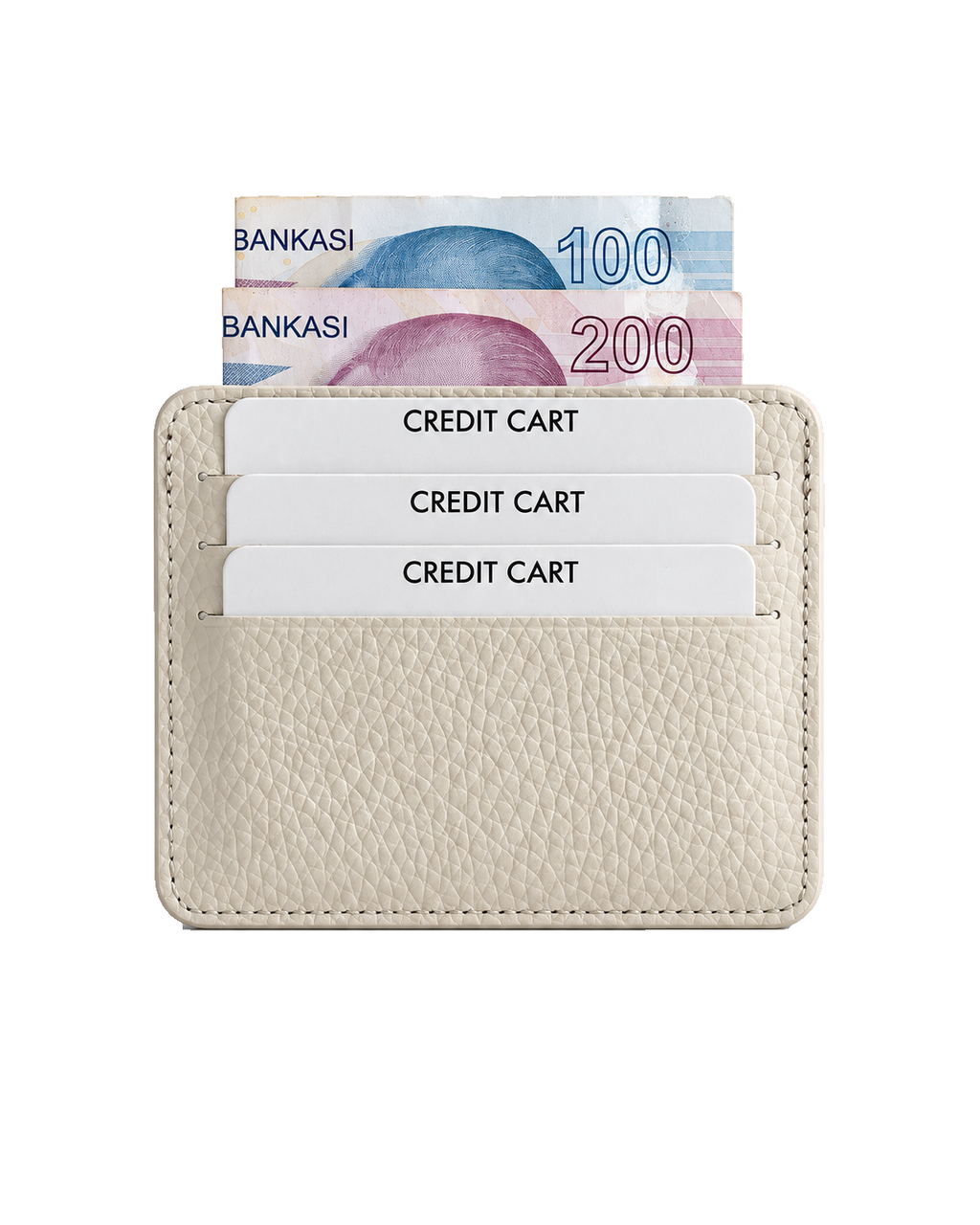 Unisex Bej Hakiki Dana Derisi Kartlık İnce Minimalist Deri Cüzdan – BM_002607