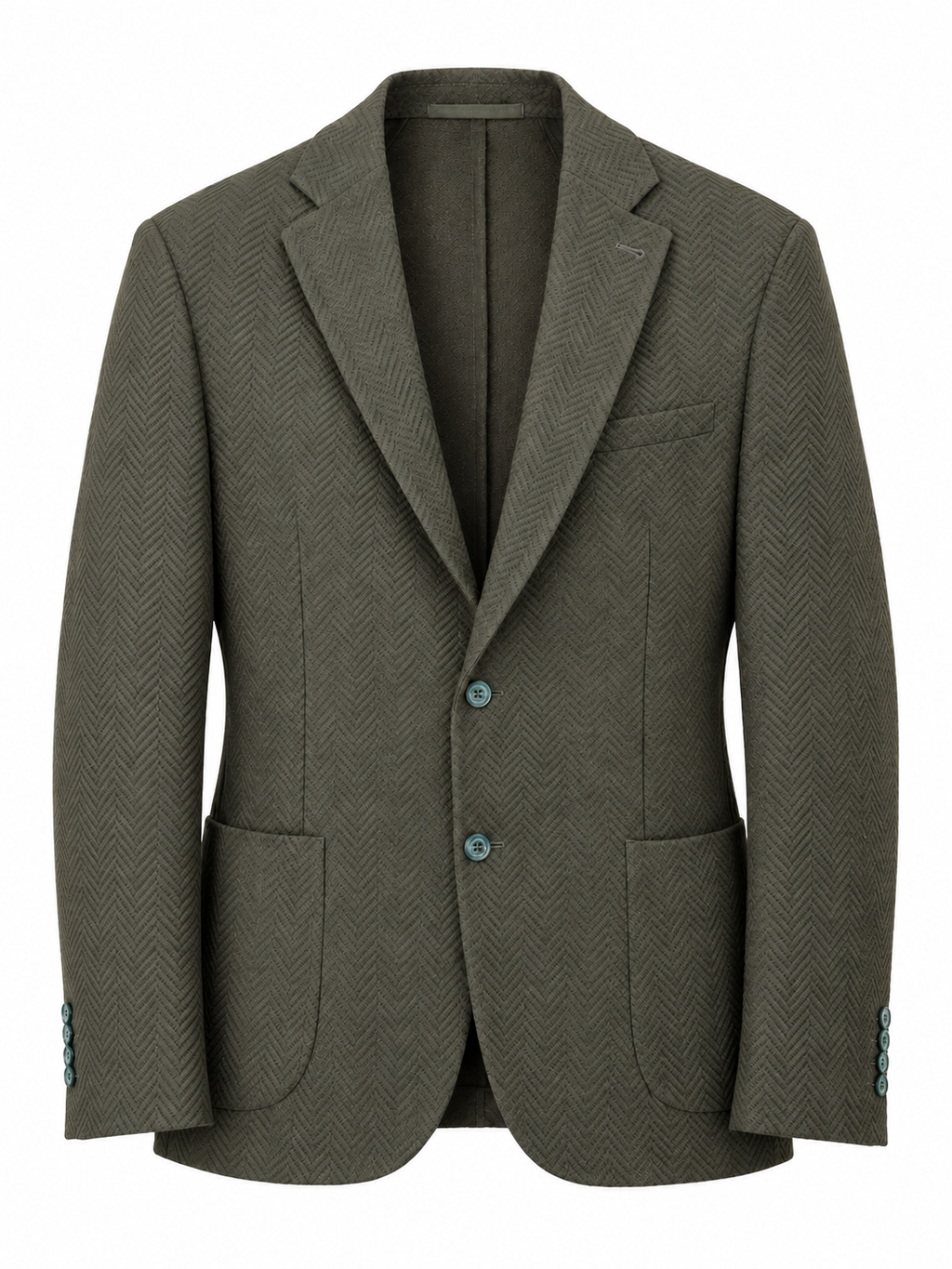 Haki erkek balıksırtı desenli dokulu blazer ceket, ceket ön görünüm