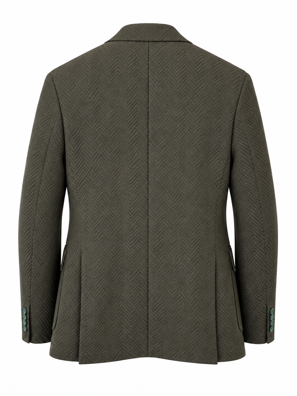 Haki erkek balıksırtı desenli dokulu blazer ceket, ceket arka görünüm