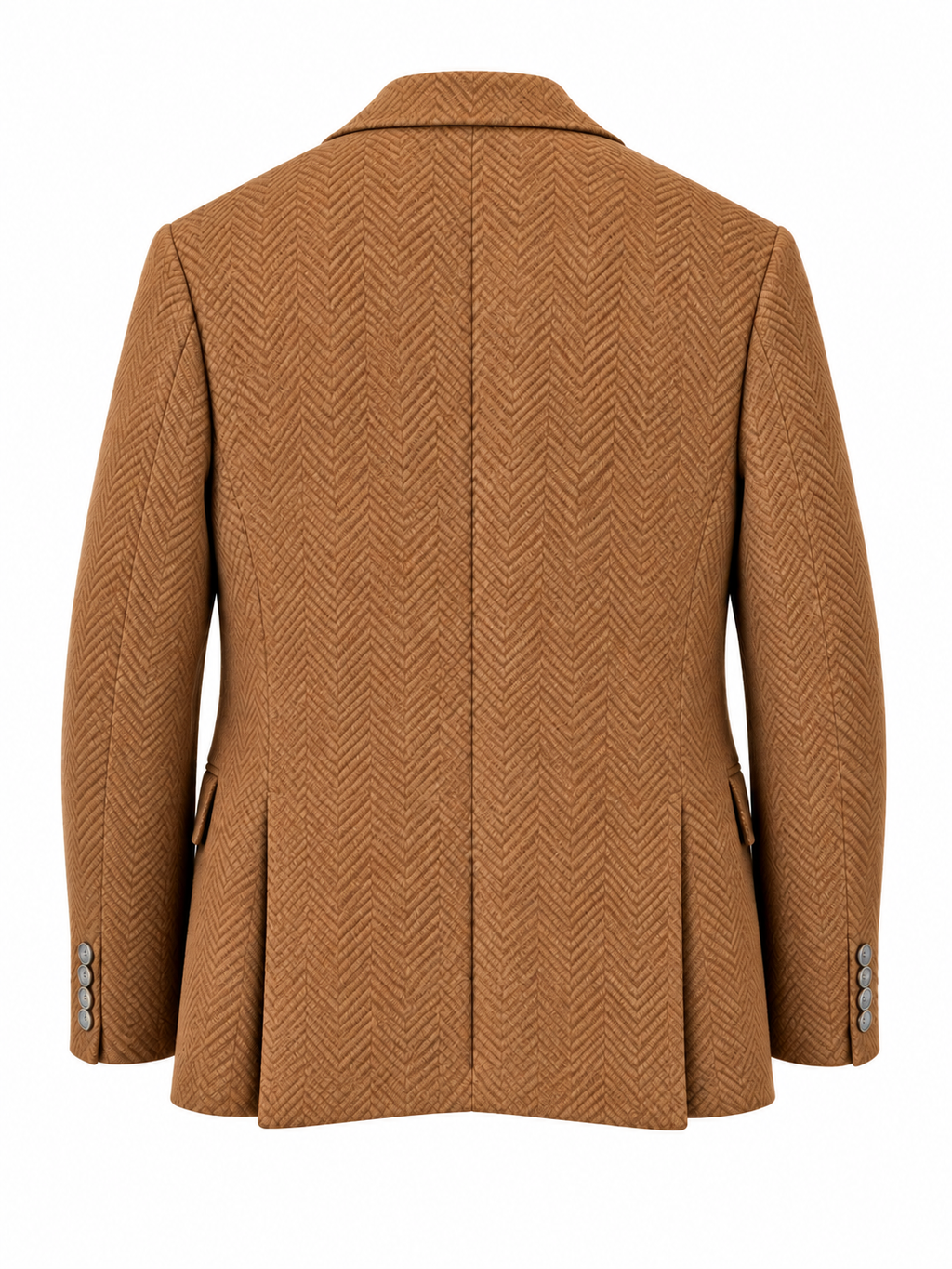 Taba erkek balıksırtı desenli dokulu blazer ceket, ceket arka görünüm
