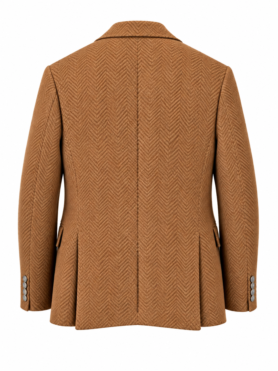 Taba erkek balıksırtı desenli dokulu blazer ceket, ceket arka görünüm